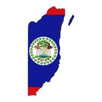 Belize carte silhouette avec drapeau isolé sur blanc Contexte vecteur