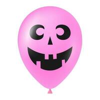 Halloween rose ballon illustration avec effrayant et marrant visage vecteur