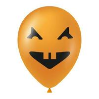 Halloween Orange ballon illustration avec effrayant et marrant visage vecteur