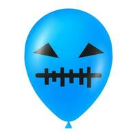 Halloween bleu ballon illustration avec effrayant et marrant visage vecteur