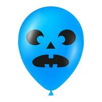 Halloween bleu ballon illustration avec effrayant et marrant visage vecteur
