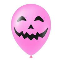 Halloween rose ballon illustration avec effrayant et marrant visage vecteur