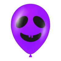 Halloween violet ballon illustration avec effrayant et marrant visage vecteur