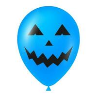 Halloween bleu ballon illustration avec effrayant et marrant visage vecteur