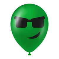 Halloween vert ballon illustration avec effrayant et marrant visage vecteur