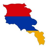 Arménie carte silhouette avec drapeau isolé sur blanc Contexte vecteur