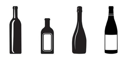 du vin bouteille silhouette paquet sur blanc Contexte vecteur