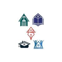 éducation maison ensemble vecteur logo conception modèle, éducation icône ou logo isolé signe symbole vecteur illustration