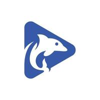 jouer bouton logo avec baleine poisson moderne icône vecteur conception, unique et Facile logo, vecteur logo modèle pour votre entreprise