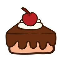 Chocolat gâteau tranche avec contour nourriture boulangerie dessin animé griffonnage icône vecteur illustration