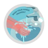 plat style laver votre mains correctement santé promotion illustration vecteur