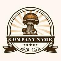 champignon ferme ancien logo conception vecteur