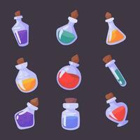 une verre bouteille contenant poison. sorcière la magie potion bouteille pour Halloween vecteur