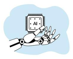 robot main avec ai ébrécher. artificiel intelligence vecteur