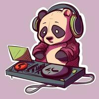 numérique art de une cool Panda avec des lunettes de soleil et une veste mélange dans le club. vecteur de une dj ours personnage.