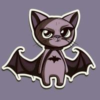 numérique art de une mignonne violet chat dans une chauve souris costume pour Halloween. vecteur de une mignonne minou avec ailes Aller pour tour ou traiter.