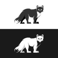 en marchant Renard illustration, logo conception dans silhouette ou noir et blanc style vecteur