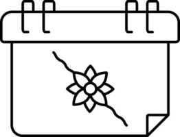 calendrier avec rakhi icône dans noir ligne art. vecteur