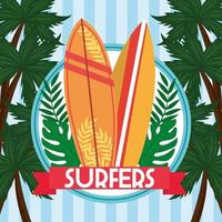bannière de planches de surf surfeurs vecteur