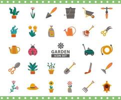 ensemble d & # 39; icônes de style plat outils de jardinage vecteur