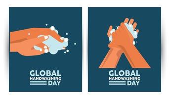 lettrage de la journée mondiale du lavage des mains avec lavage des mains vecteur