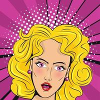 affiche de style pop art belle femme blonde vecteur