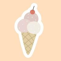 dessin animé la glace crème. été coloré vecteur illustration, plat style. conception pour cartes, imprimer, affiches, logo, couverture