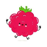 framboises sauter personnage. vecteur main tiré dessin animé kawaii personnage illustration icône. isolé sur blanc Contexte. framboises personnage concept