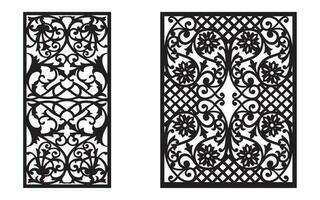 décoratif noir motifs avec blanc arrière-plan, géométrique, islamique et floral modèle pour cnc laser Coupe vecteur