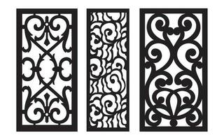 décoratif noir motifs avec blanc arrière-plan, géométrique, islamique et floral modèle pour cnc laser Coupe vecteur