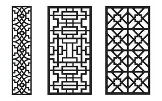 décoratif noir motifs avec blanc arrière-plan, géométrique, islamique et floral modèle pour cnc laser Coupe vecteur