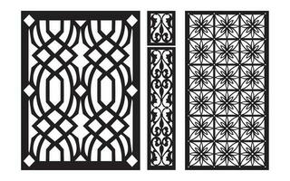 décoratif noir motifs avec blanc arrière-plan, géométrique, islamique et floral modèle pour cnc laser Coupe vecteur