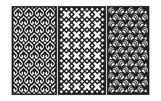 décoratif noir motifs avec blanc arrière-plan, géométrique, islamique et floral modèle pour cnc laser Coupe vecteur