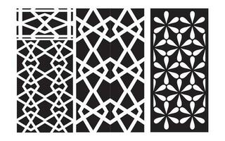 motifs noirs sur fond blanc, vecteurs islamiques avec panneaux floraux pour découpe laser cnc vecteur
