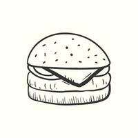 Burger griffonnage icône. dessiné à la main Burger vecteur