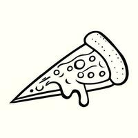 Pizza dessin illustration dans main tiré ancien esquisser style vecteur