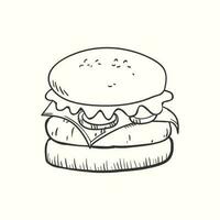 Burger griffonnage icône. dessiné à la main Burger illustration vecteur