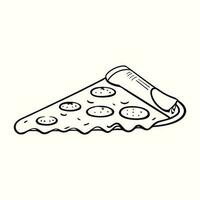 main tiré Pizza tranche icône illustration dans griffonnage style vecteur