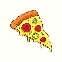 mignonne Pizza illustration avec fusion fromage sur Haut. Pizza illustration vecteur