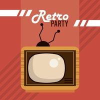 affiche de lettrage de fête rétro avec télévision vecteur