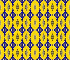 emblème ethnique populaire géométrique sans couture modèle dans bleu et Jaune vecteur