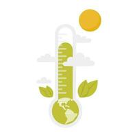 en changeant de le climat, Terre à l'intérieur écologie thermomètre, vecteur illustration, concept de économie le planète
