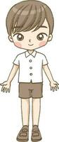 école garçon dessin animé griffonnage kawaii anime coloration page mignonne illustration dessin personnage chibi manga bande dessinée vecteur