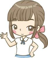 école fille dessin animé griffonnage kawaii anime coloration page mignonne illustration dessin personnage chibi manga bande dessinée vecteur