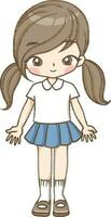 dessin animé griffonnage kawaii anime coloration page mignonne illustration dessin personnage chibi manga bande dessinée vecteur