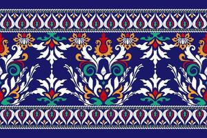 ikat floral paisley broderie sur bleu background.ikat ethnique Oriental modèle traditionnel.aztèque style abstrait vecteur illustration.design pour texture, tissu, vêtements, emballage, décoration, paréo, écharpe.