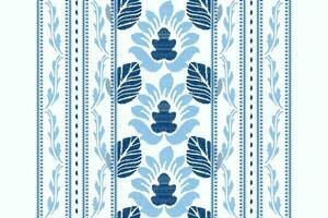 ikat floral paisley broderie.bleu et blanc background.ikat ethnique Oriental modèle traditionnel.aztèque style abstrait vecteur illustration.design pour texture, tissu, vêtements, emballage, décoration, écharpe.