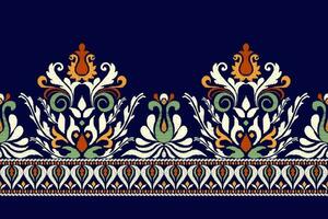 ikat floral paisley broderie sur marine bleu background.ikat ethnique Oriental modèle traditionnel.aztèque style abstrait vecteur illustration.design pour texture, tissu, vêtements, emballage, décoration, paréo.