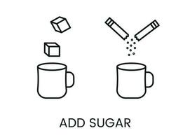 icône avec le une addition de sucre à le tasse, vecteur illustration dans lignes.