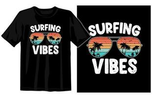 été ancien T-shirt conception, été tee conception vecteur, été plage vacances t chemises, été surfant t chemise vecteur